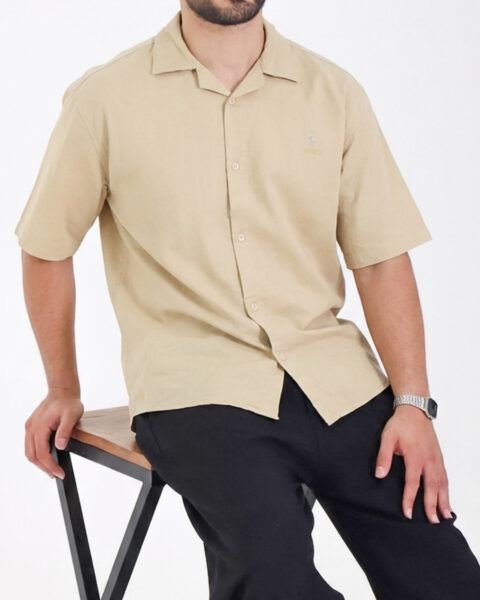 پیراهن کتان ساده یقه انگلیسی مردانه 1742