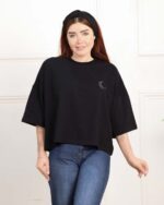 تیشرت باکسی زنانه مشکی آیپوش