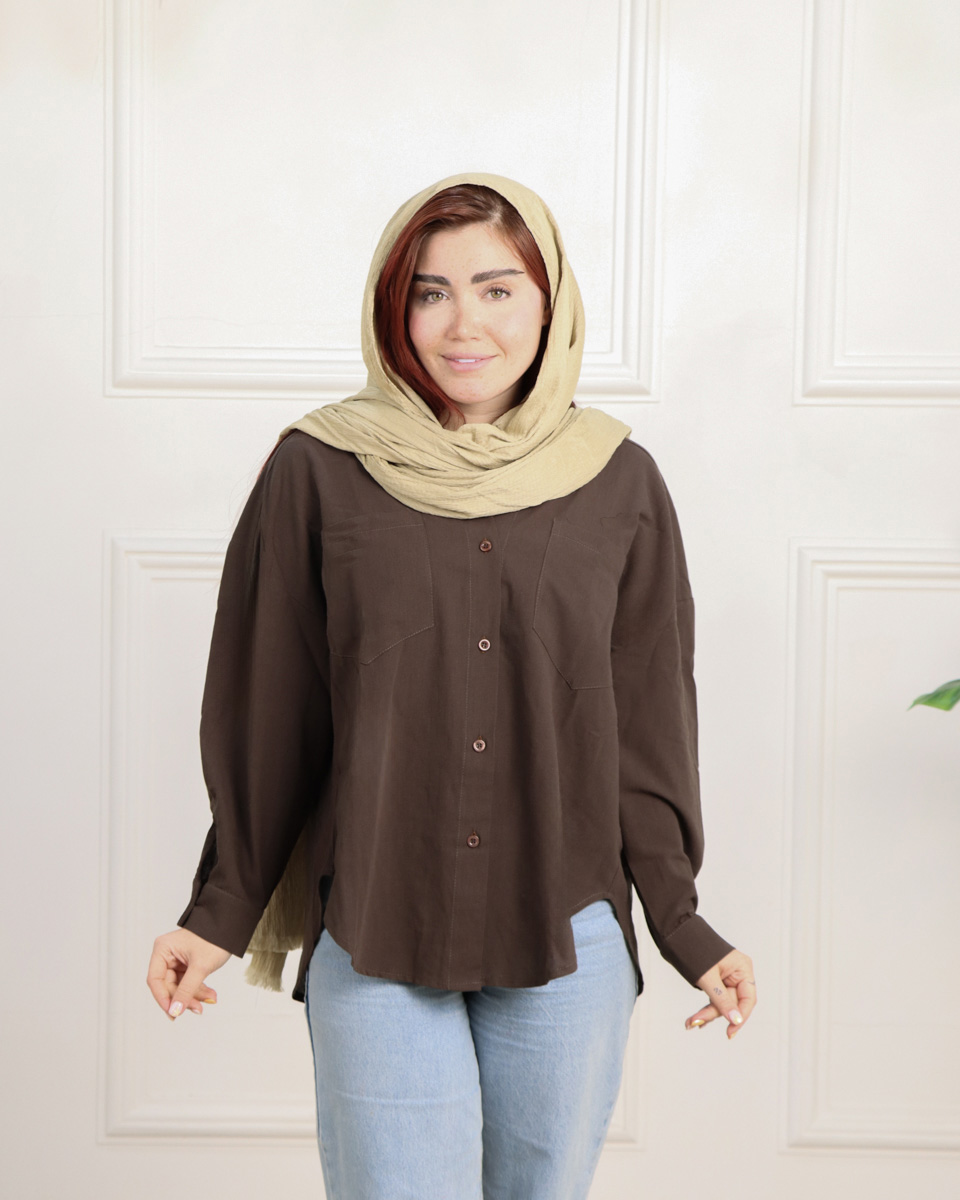 IMG_6097 شومیز پایین هلال لینن زنانه 1986 - Image 1