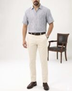 پیراهن آستین کوتاه لینن هندی مردانه  1896