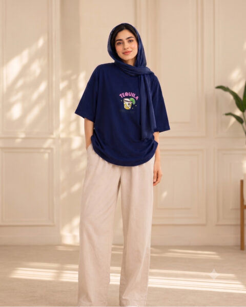 تیشرت باکسی طرح دار زنانه 2031