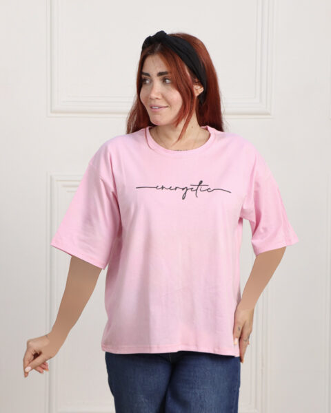 تی شرت یقه گرد باکسی چاپی زنانه 2055