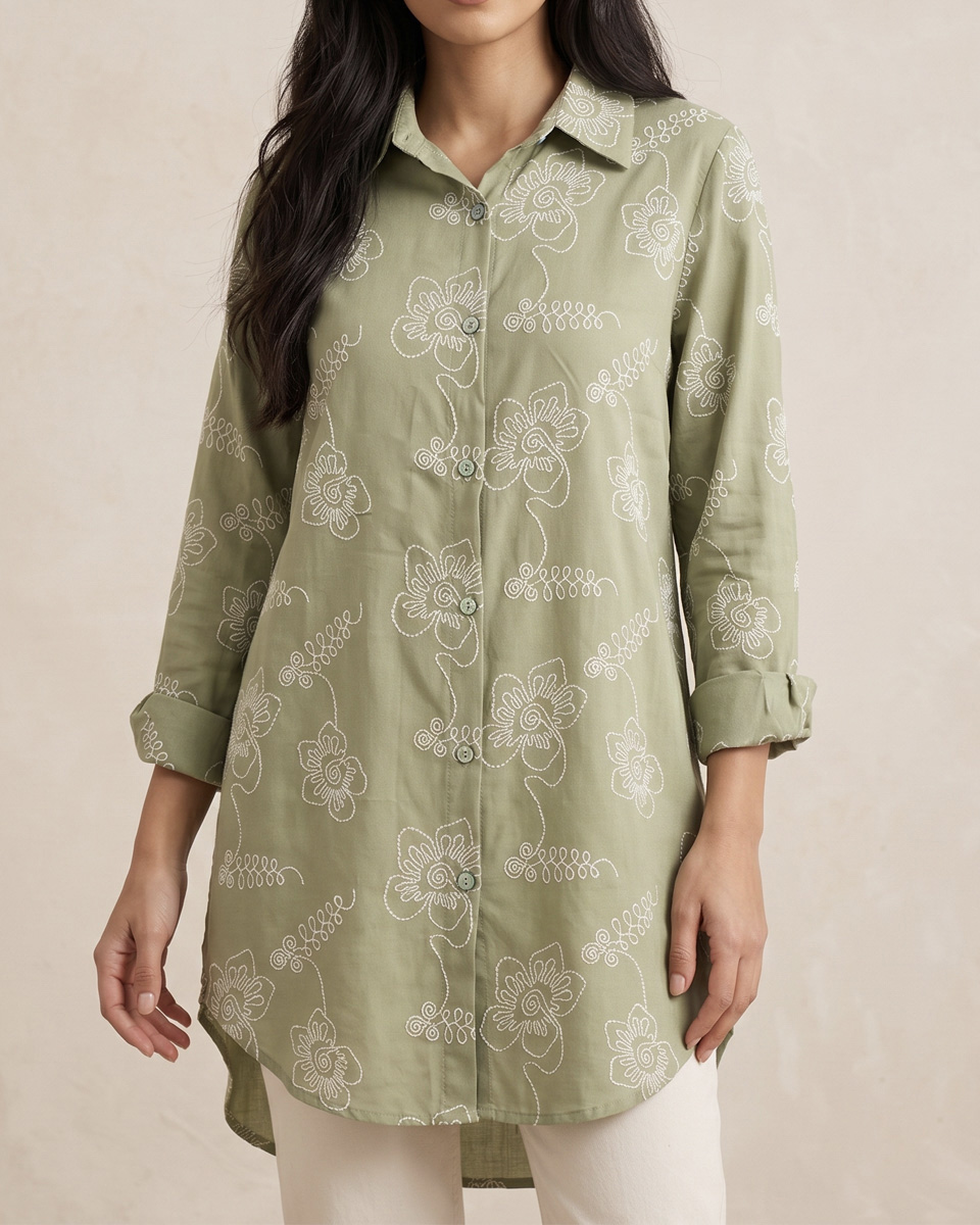 Untitled-21 شومیز نخ پنبه طرح دار زنانه 2056 - Image 1