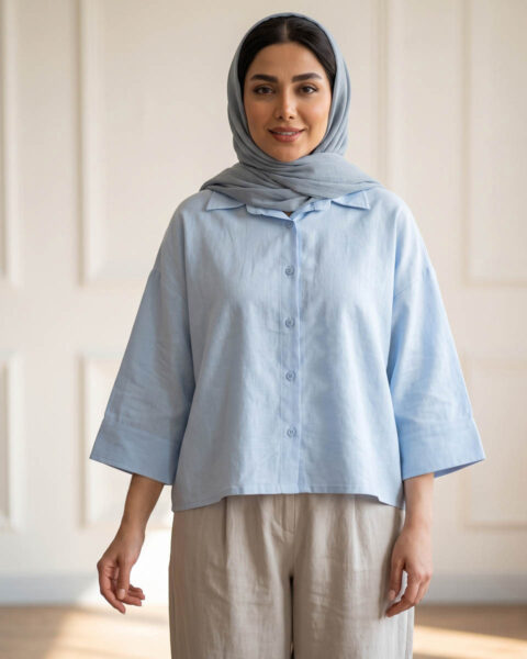 شومیز لینن کج راه زنانه مینا 2240